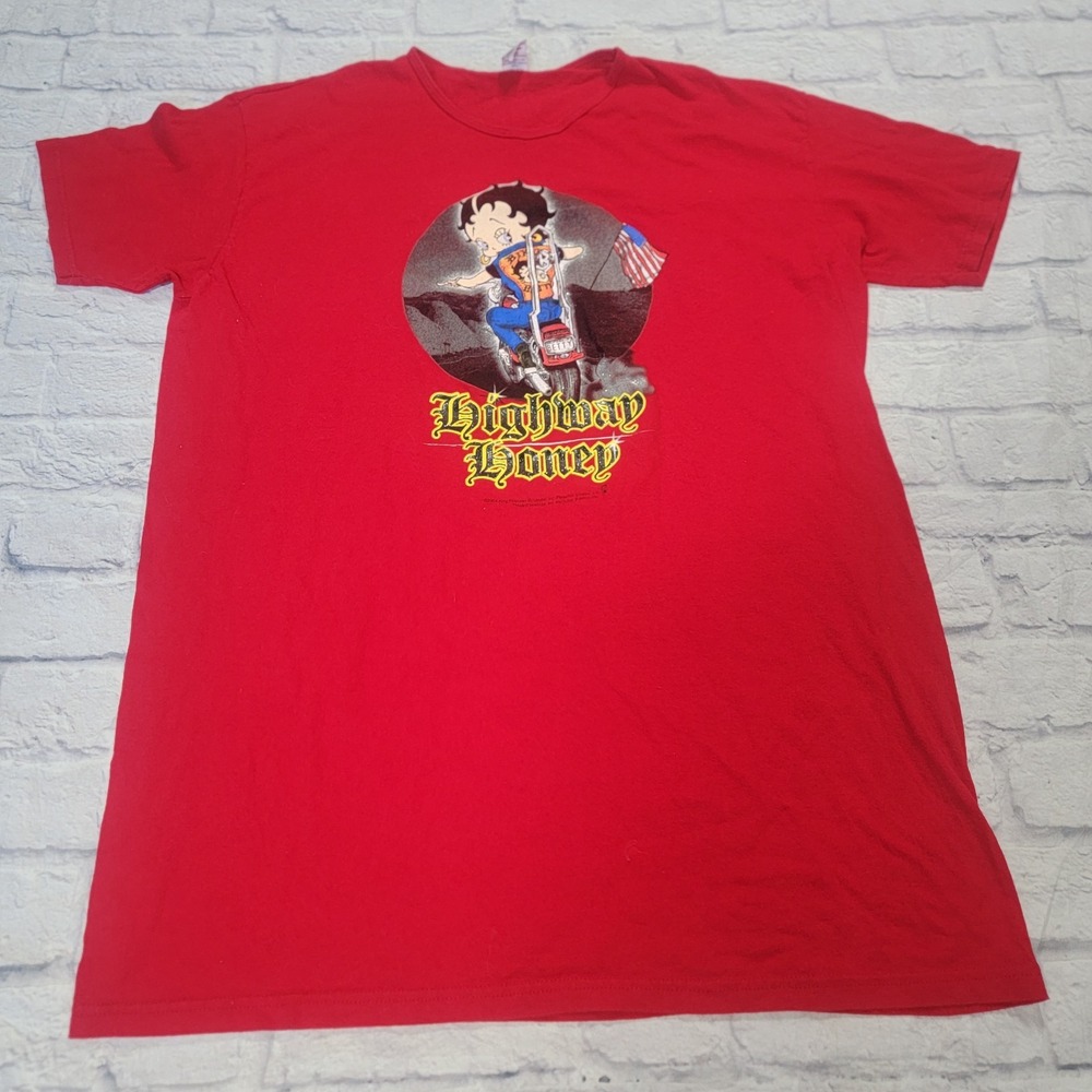 Vintage 2004‎ Betty Boop Highway Honey Biker T-Shirt Tee Night Sleep One Size OS